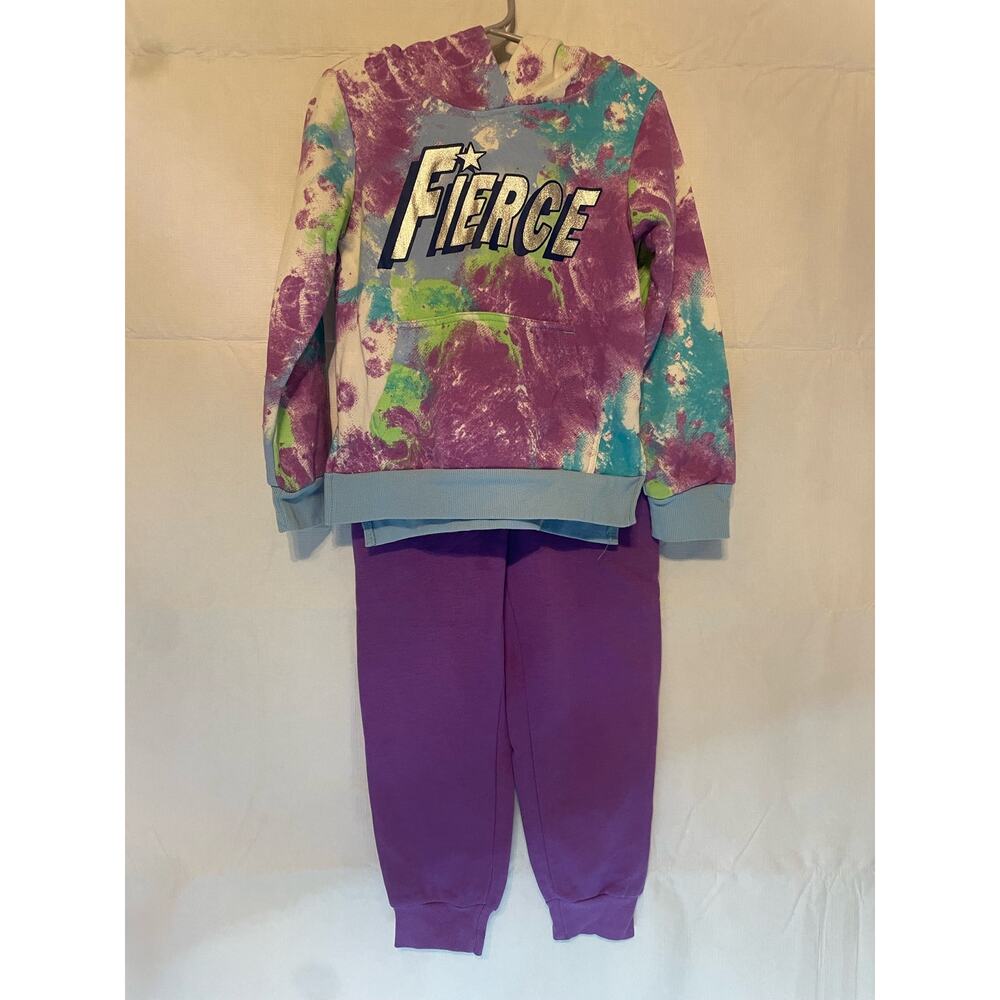 Girl's Size 4 Fierce Tie Dye Purple Pink Blue Hoodie Sweats Outfit